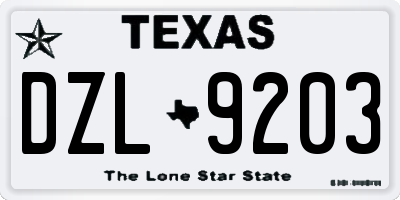 TX license plate DZL9203