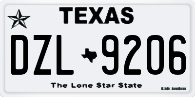 TX license plate DZL9206