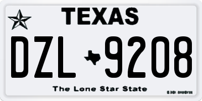 TX license plate DZL9208