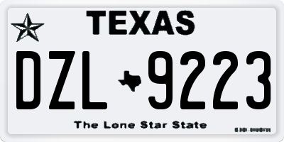 TX license plate DZL9223