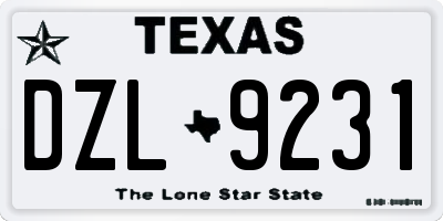 TX license plate DZL9231