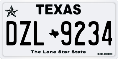 TX license plate DZL9234