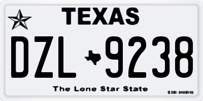 TX license plate DZL9238