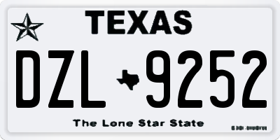 TX license plate DZL9252