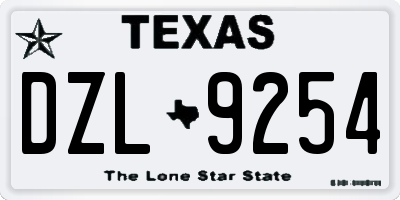TX license plate DZL9254