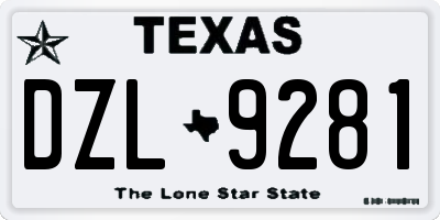 TX license plate DZL9281