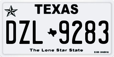 TX license plate DZL9283