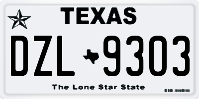 TX license plate DZL9303