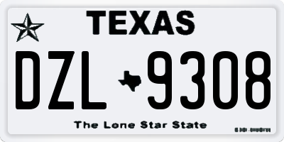 TX license plate DZL9308