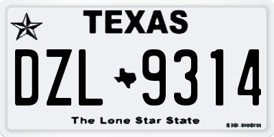 TX license plate DZL9314