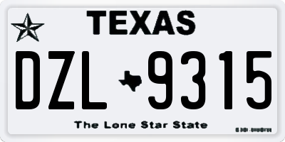 TX license plate DZL9315