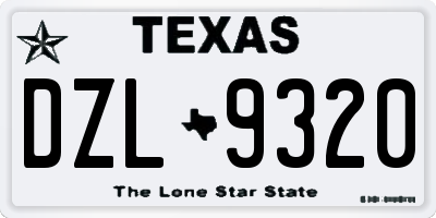 TX license plate DZL9320