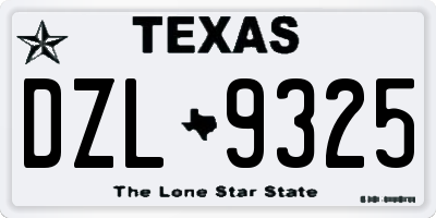 TX license plate DZL9325