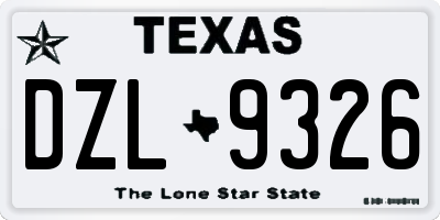 TX license plate DZL9326