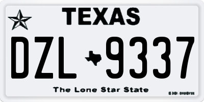 TX license plate DZL9337