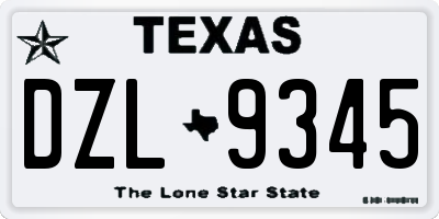 TX license plate DZL9345
