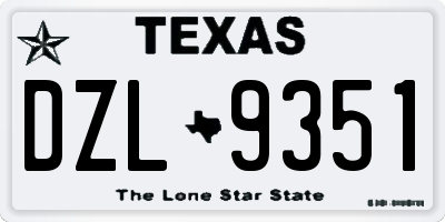 TX license plate DZL9351