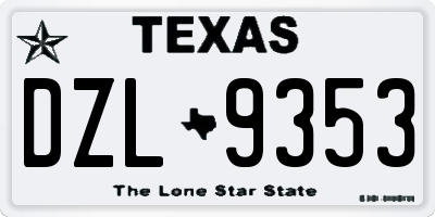 TX license plate DZL9353