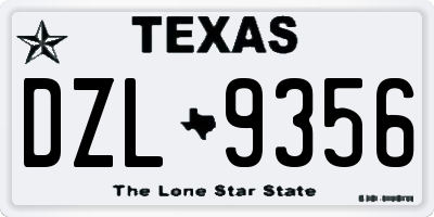 TX license plate DZL9356