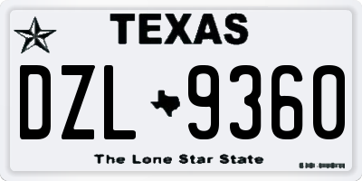 TX license plate DZL9360