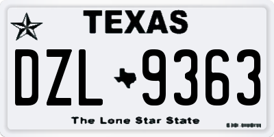 TX license plate DZL9363