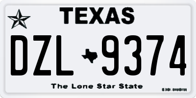 TX license plate DZL9374
