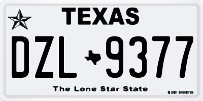TX license plate DZL9377