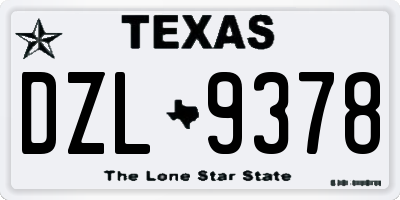 TX license plate DZL9378