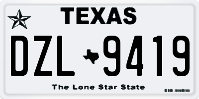 TX license plate DZL9419