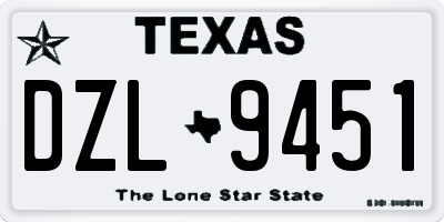 TX license plate DZL9451