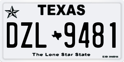 TX license plate DZL9481
