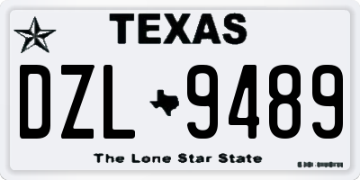 TX license plate DZL9489