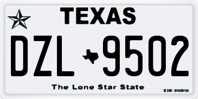 TX license plate DZL9502