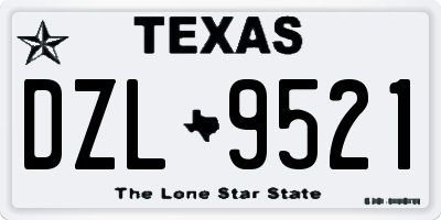 TX license plate DZL9521