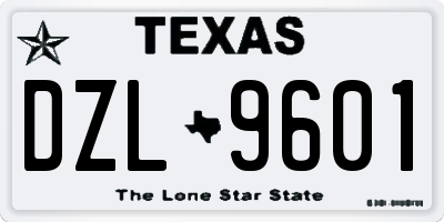 TX license plate DZL9601
