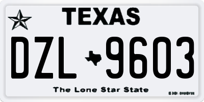 TX license plate DZL9603