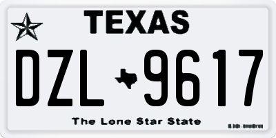 TX license plate DZL9617