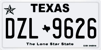 TX license plate DZL9626