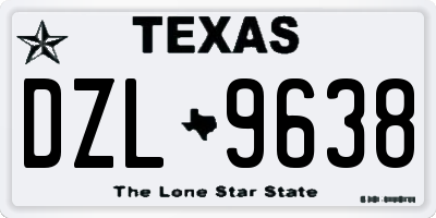 TX license plate DZL9638