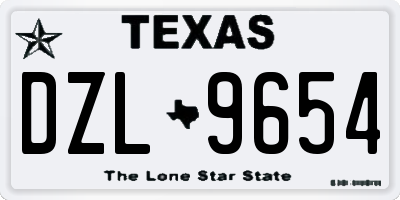 TX license plate DZL9654