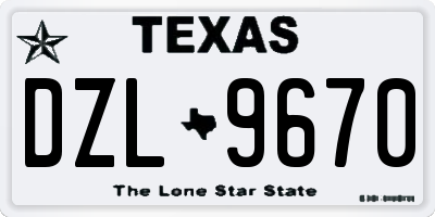 TX license plate DZL9670