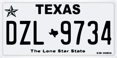 TX license plate DZL9734
