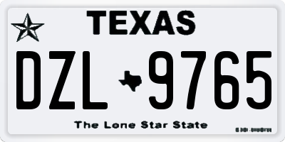TX license plate DZL9765