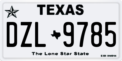TX license plate DZL9785