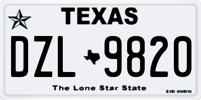 TX license plate DZL9820