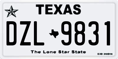 TX license plate DZL9831