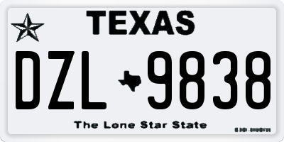 TX license plate DZL9838