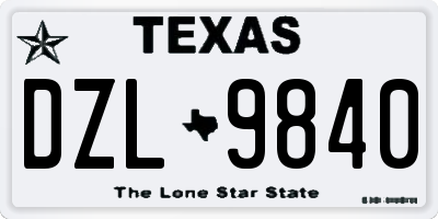 TX license plate DZL9840