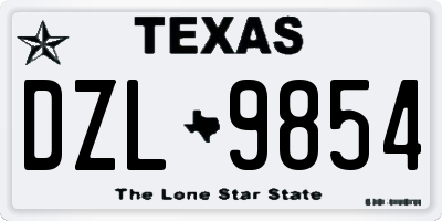 TX license plate DZL9854