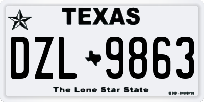 TX license plate DZL9863